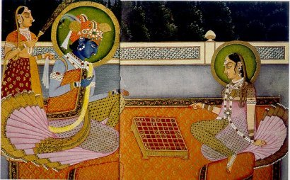 (Krishna y Radha jugando al Chaturanga)