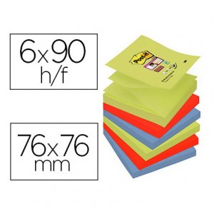 Bloc Quita y Pon Post-It ® Super Sticky Z-Notes 76X76 mm Color Marrakesh