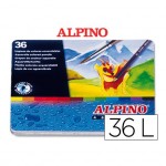 Lapices de colores acuarelables Alpino hexagonales caja metal 36 unidades