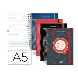 Agenda Escolar 17-18 Semana Vista DIN A5 Tapa Forrada Bilingüe Liderpapel Fantasia Sports Stars No se puede elegir color
