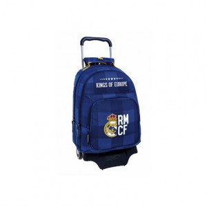 Mochila Escolar Doble Real Madrid con ruedas y carro 905 32x16x42 cm Blue