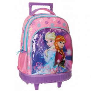 Mochila Escolar Frozen Magic Con Carro 32x43x21cm Rosa