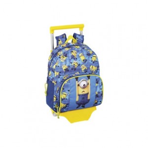 Mochila Infantil Minions con ruedas y carro 28x10x34 cm