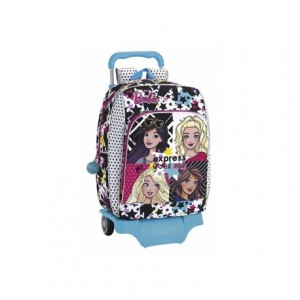 Mochila escolar Barbie You Can Be con ruedas y carro 31x14x41 cm