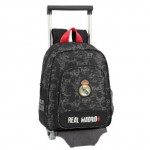 Mochila escolar Real Madrid 34x28x10 cm de Poliester Black con ruedas