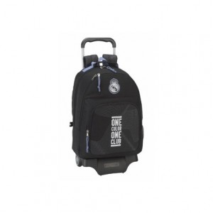 Mochila Escolar Doble Real Madrid con ruedas y carro 905 32x16x42 cm Black