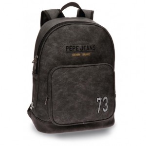 Mochila Pepe Jeans Piel Sintética 31x42x13 cm Jack Gris adaptable a carro