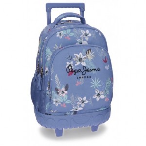 Mochila Pepe Jeans Poliéster 32x43x21 cm Mireia Flores con ruedas