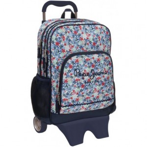 Mochila Pepe Jeans Poliéster 32x45x15 cm Bella Flores con ruedas