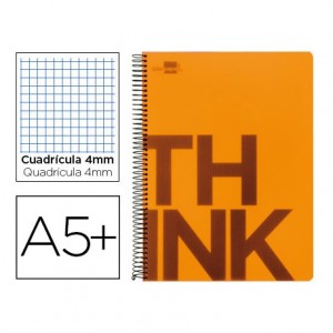 Bloc Cuarto marca Liderpapel serie Think cuadricula 4 mm naranja