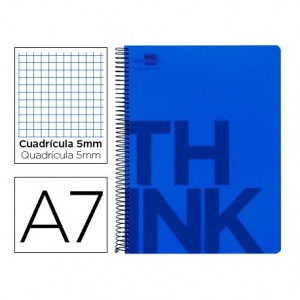 Bloc Din A7 Liderpapel serie Think cuadricula de 5 mm azul