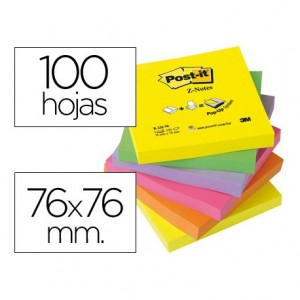 Bloc de notas adhesivas Z-Notes Post-it ®. Colores surtidos