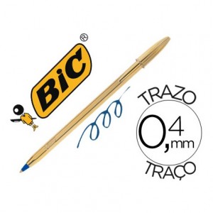 Boligrafo Bic Cristal Celebration Oro Tinta Azul