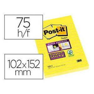 Post it ® Bloc de notas adhesivas Super sticky quita y pon 102x152 mm Amarillo ultra