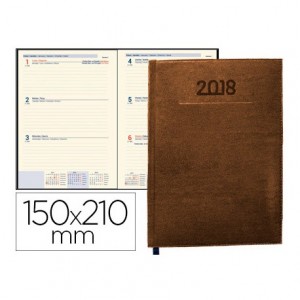 Agenda 2018 Encuadernada Creta Semana Vista 150X210 mm Marron Liderpapel