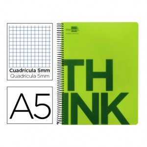 Bloc Din A5 Liderpapel serie Think cuadricula de 5 mm verde