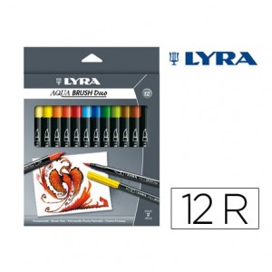 Rotulador Lyra Duo Aqua Brush Art Pen doble punta fina y pincel caja 12 unidades