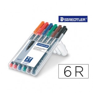 Rotulador Staedler de retroproyeccion Lumocolor punta fibra permanente 6 colores