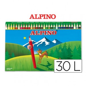 Lapices de Colores Alpino Hexagonales Caja 30 lapices largos