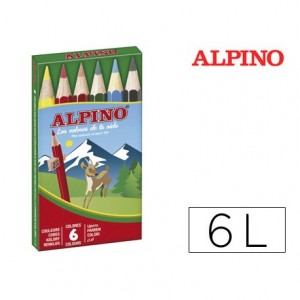 Lapices de Colores Alpino Hexagonales Caja 6 lapices Cortos