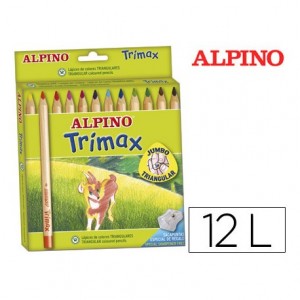 Lapices de Colores Alpino triangulares caja 12 unidades con mina gruesa