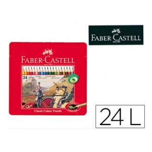 Lapices de colores Faber Castell hexagonales caja metal de 24 unidades