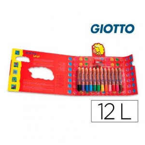 Lapices de colores Giotto redondos bebe caja 12 lapices grueso 104 mm