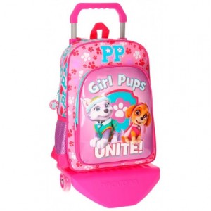 Mochila La Patrulla Canina Microfibra 29x38x12 cm Girls Pups Rosa con ruedas