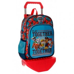 Mochila La Patrulla Canina Microfibra 29x38x14 cm Play Together Roja con ruedas