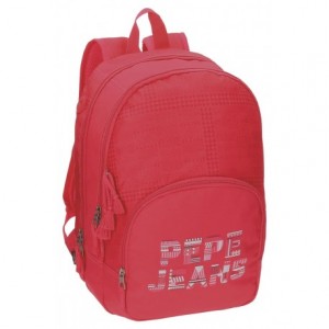 Mochila Pepe Jeans Poliéster 44x32x22 cm Samantha Fucsia doble compartimento adaptable a carro