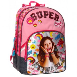 Mochila Soy Luna Microfibra 30x40x16 cm Smile Rosa Flamenco doble compartimento