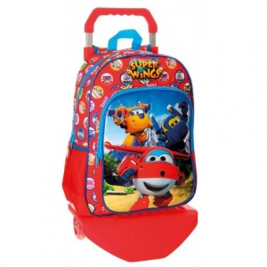 Mochila Super Wings Microfibra 29x38x12 cm Mountain Roja con ruedas