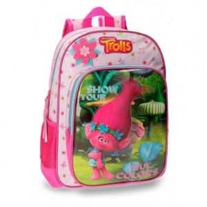 Mochila Trolls Microfibra 30x40x16 cm True Colors Rosa