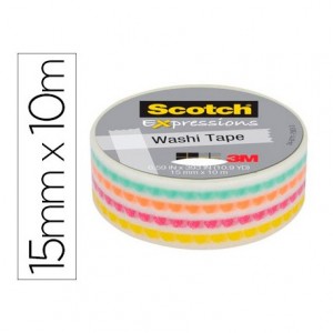 Cinta Adhesiva Washi Tape Punto Funky 10mt x 15mm marca Scotch