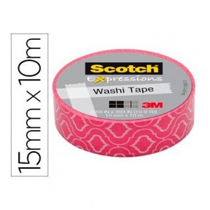 Cinta Adhesiva Washi Tape Rosa Geometrico 10mt x 15mm Papel de arroz marca Scotch