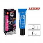 Maquillaje Fluorescente Alpino UV Caja 6 unidades Color Azul Tubos 10 ml