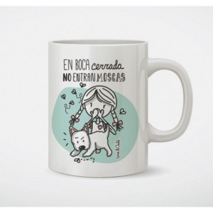 Taza ceramica love&child En boca cerrada no entran moscas de 300 cl