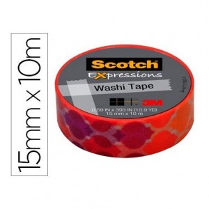 Cinta Adhesiva Washi Tape Baldosa Rosa 10mt x 15mm Papel de arroz marca Scotch