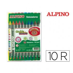 Rotulador Duo Alpino punta doble media y gruesa lavable caja 10 rotuladores