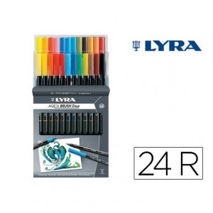 Rotulador Lyra Duo Aqua Brush Art Pen doble punta fina y pincel Caja 24 unidades