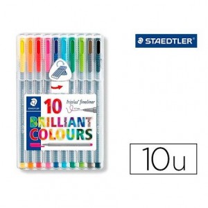 Rotulador Staedtler Triplus Broadliner 338 estuche de 10 colores surtidos