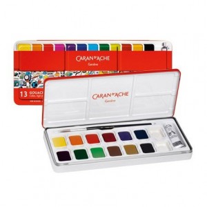 Acuarelas gouache Caran D´ache Caja metalica 13 colores