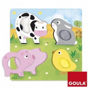 Puzzle Animales de Tela Granja Táctil a partir de 1 año de 4 piezas Goula