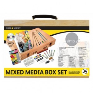 Set Tecnicas mixtas Daler Rowney de madera 34 piezas