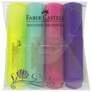 Rotulador Faber Castell fluorescente 1546 pastel estuche 4 unidades colores surtidos