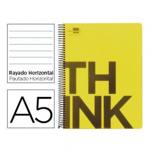 Bloc Din A5 Liderpapel serie Think rayado horizontal amarillo