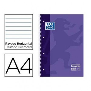 Bloc Oxford Din A4 tapa extradura microperforado Book1 rayado horizontal color Lila