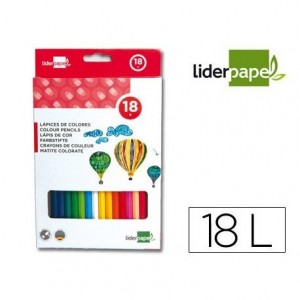 Lapices de colores Liderpapel hexagonal caja 18 unidades