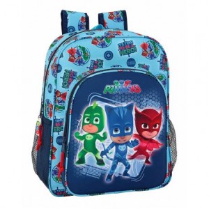 Mochila escolar PJ Mask 38x32x12 cm de Poliéster Hero adaptable a carro