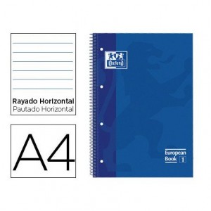 Bloc Oxford Din A4 tapa extradura microperforado Book1 rayado horizontal color Azul